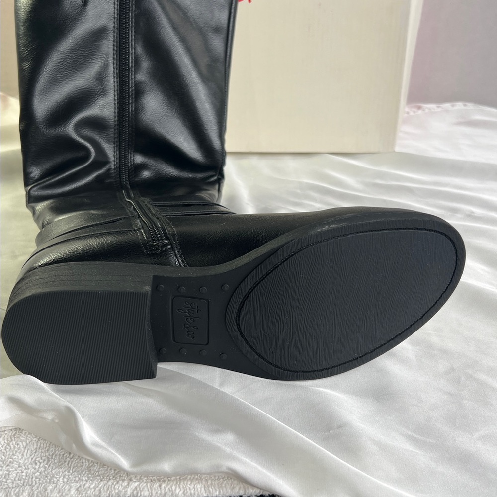 Style & Co. Black Madixe Knee High Women’s Riding Boots 5M‎ Buckle Zipper New - Picture 4 of 5